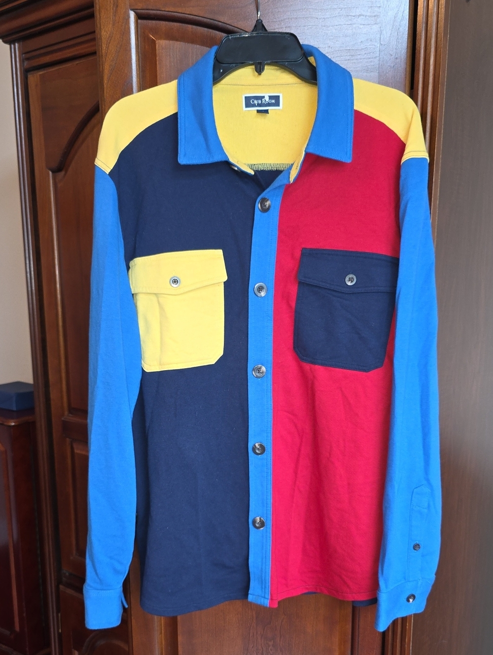 Club Room 90s Multicolor Colorblock Long-Sleeve Shacket XL